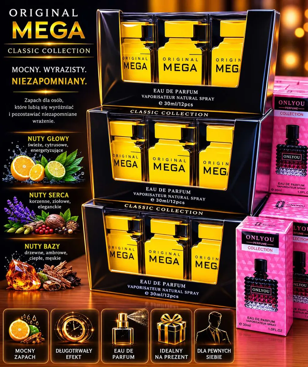Zestaw Perfum Męskich Original Mega Classic Collection 12x30ml