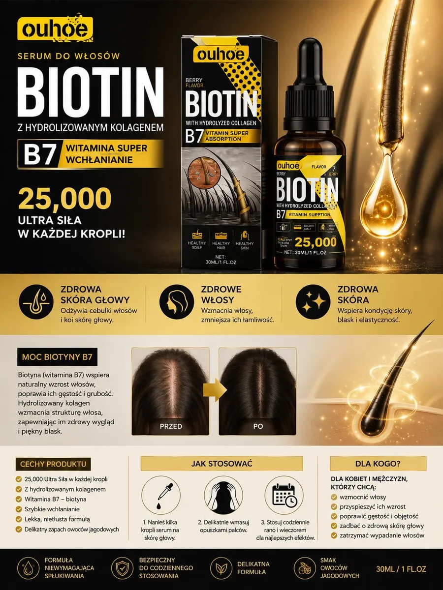 Serum do włosów Biotin B7 z kolagenem 30ml OuhOe