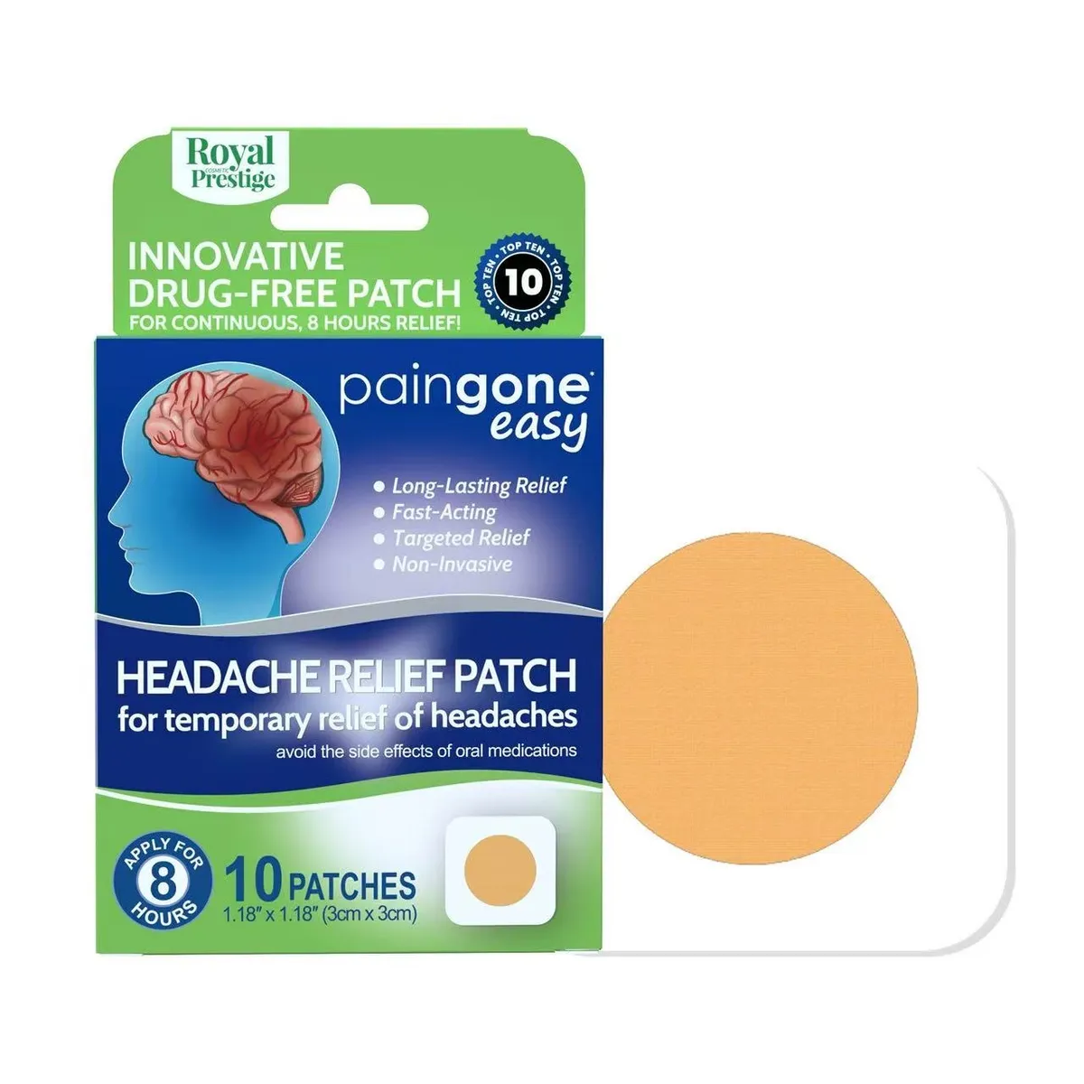 Plaster na Ból Głowy Paingone Easy Royal Prestige 3x3cm