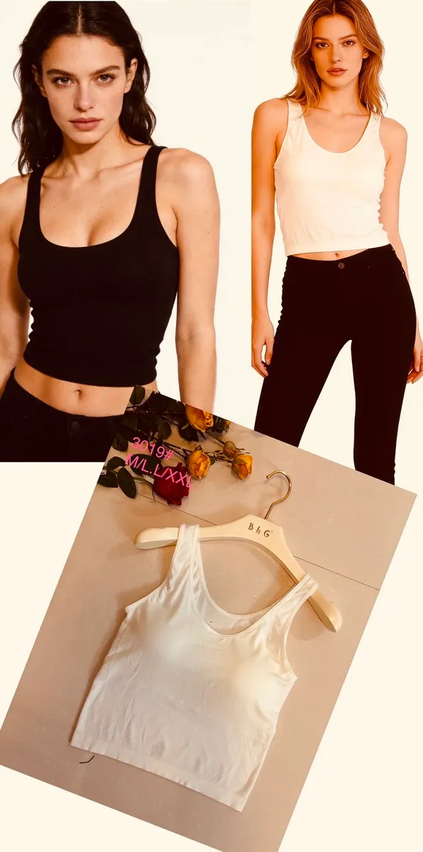 Top damski bawełniany crop basic biały M/L/XL