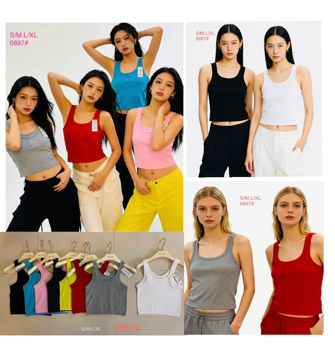 Krótki Top Bawełniany Crop Tank Top S/M/L/XL