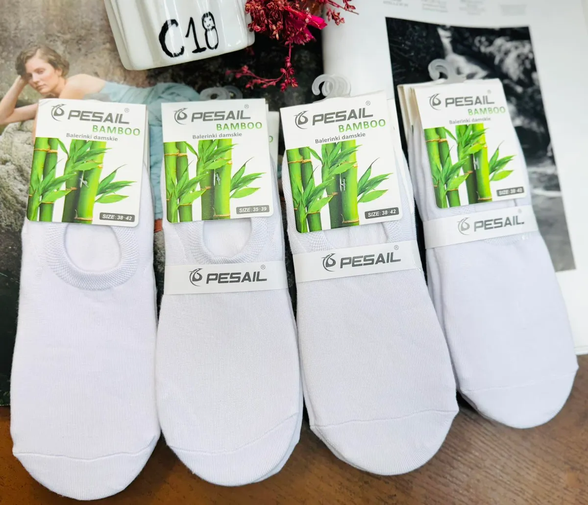 Balerinki damskie PESAIL BAMBOO białe 38-42
