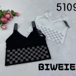 Top Biweier z Cyrkoniami Szachownica Czarny 5109