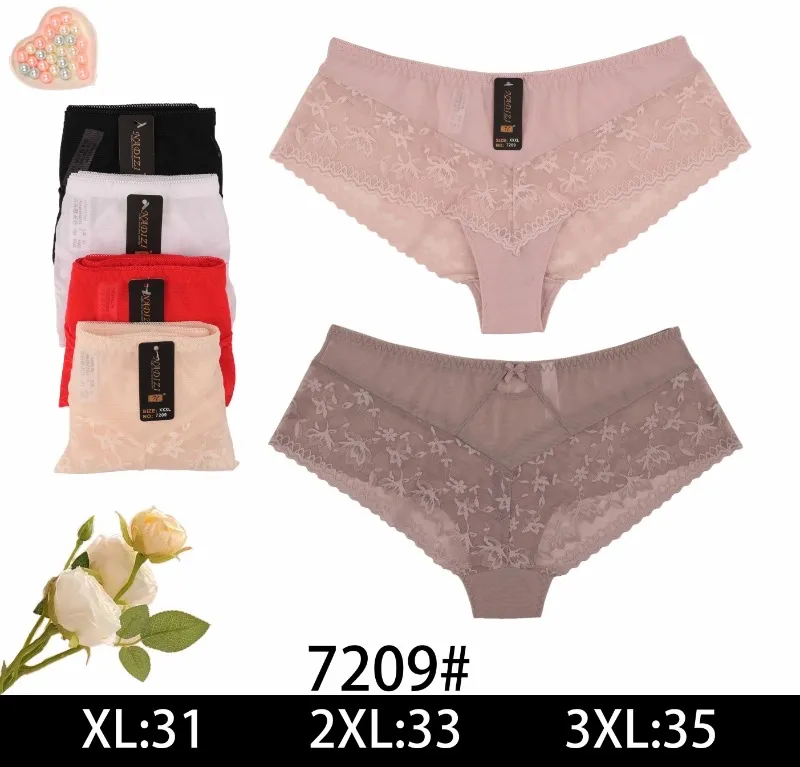 Majtki Koronkowe Damskie Beżowe XL-3XL 7209