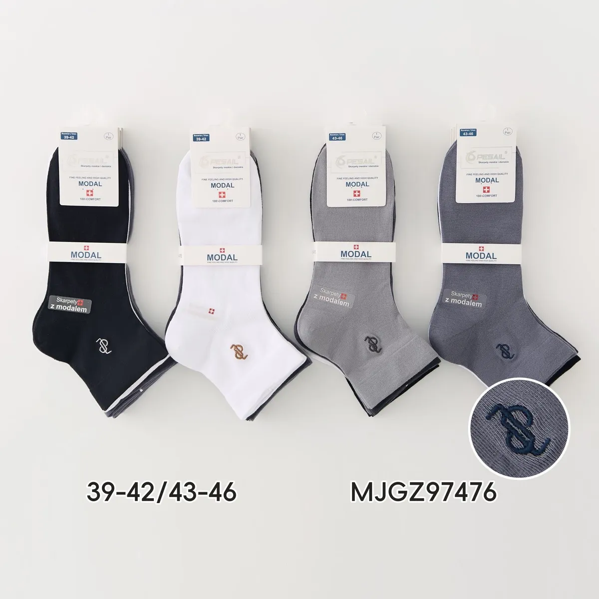 Skarpety Męskie Modal Szare 43-46 PESAIL 4 szt