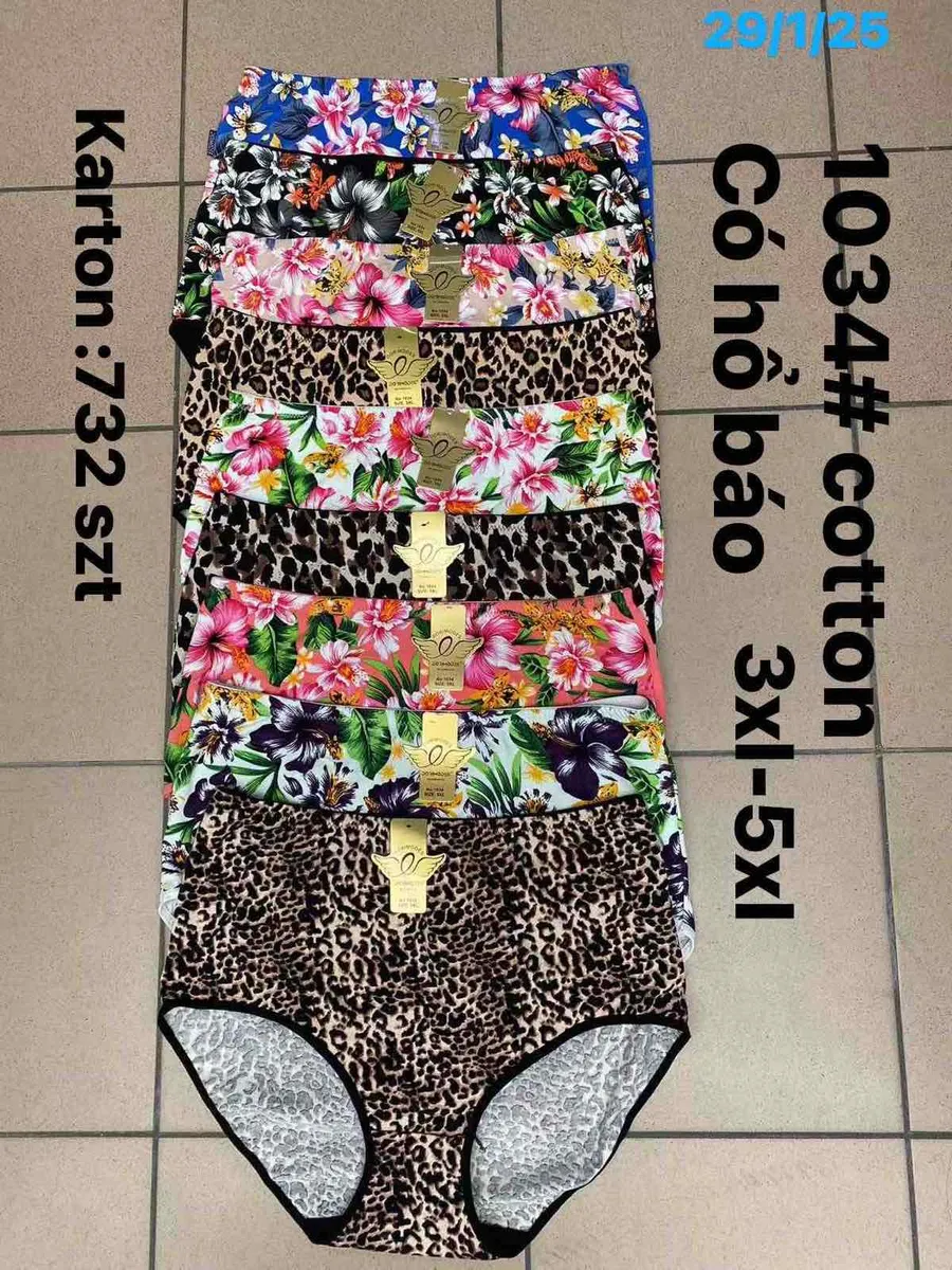 Majtki Bawełniane Damskie 3XL-5XL Wzór Panterka i Kwiaty