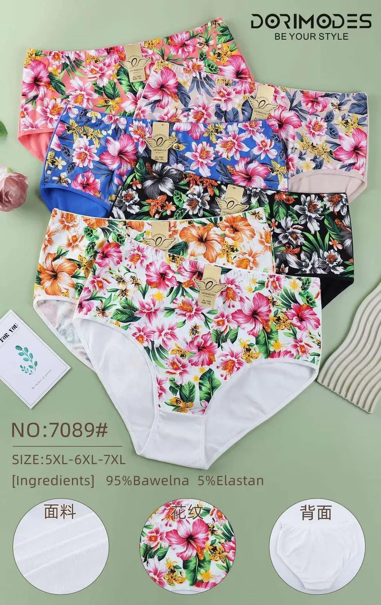 Majtki Bawełniane Kwiatowe Damskie 5XL-7XL Dorimodes