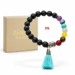 Bransoletka Chakra Kamień Lawowy z Buddą i Frędzlą