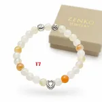 Bransoletka z Różowego Jadeitu z Sercem i Literką M ZENKO