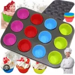 Silikonowe Foremki do Muffinek 12szt Kolorowe