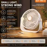 Wentylator USB QLY-MIC-U Biały 3-stopniowy z Lampką LED