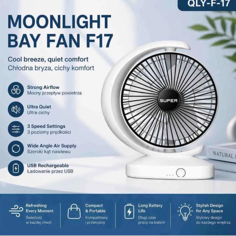 Moonlight Bay Fan F17 Biały Wentylator USB
