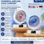 Wentylator biurkowy USB z nawilżaczem i LED QL Y-F-23 biały