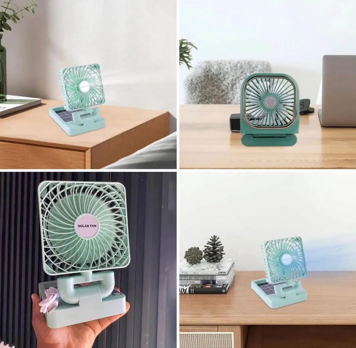 Mini wentylator solarny USB miętowy 2w1 z akumulatorem