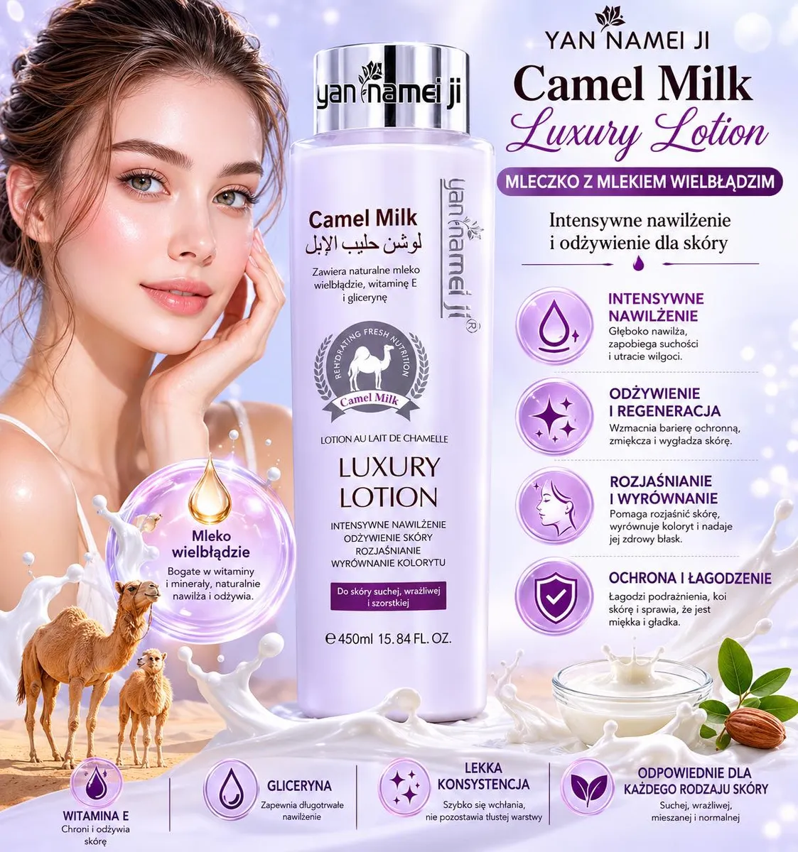 Yan Namei Ji Camel Milk Luxury Lotion Mleczko 450ml