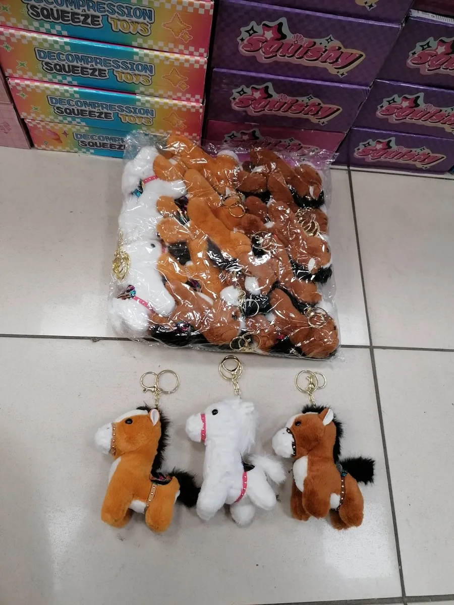Brelok Koń Pluszowy Squishy 12cm Brązowy/Biały