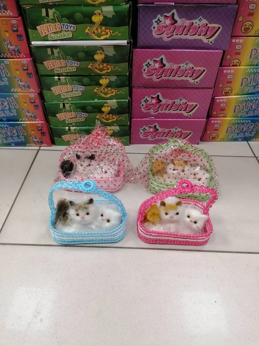 Zestaw 3 Kotków w Koszyczku Pluszowe Maskotki