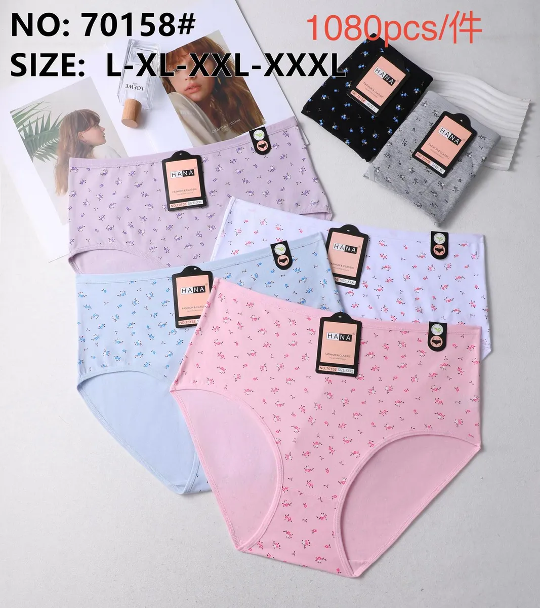 Majtki Bawełniane Damskie Hana w Kwiatki L-XXL