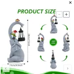 Figurka Słoń Ogrodowy z Lampą Solarną Szary 28cm