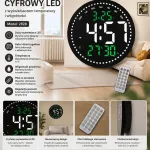 Duży Zegar Cyfrowy LED 28cm z Termometrem i Pilotem