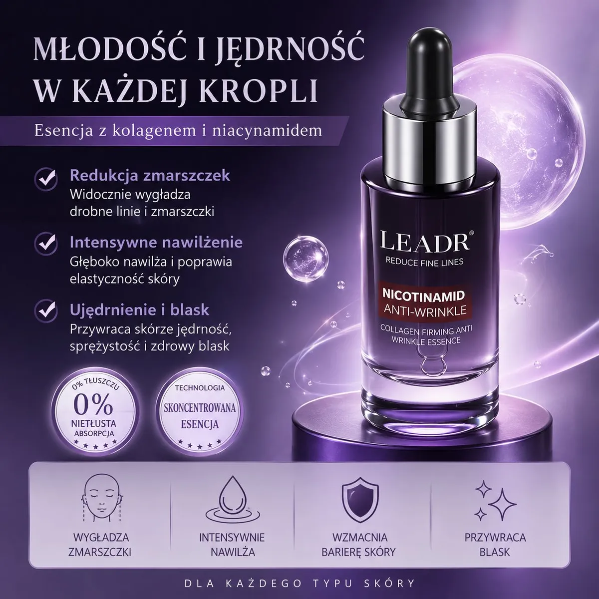 LEADR Nicotinamid Anti-Wrinkle Essence z kolagenem 30ml