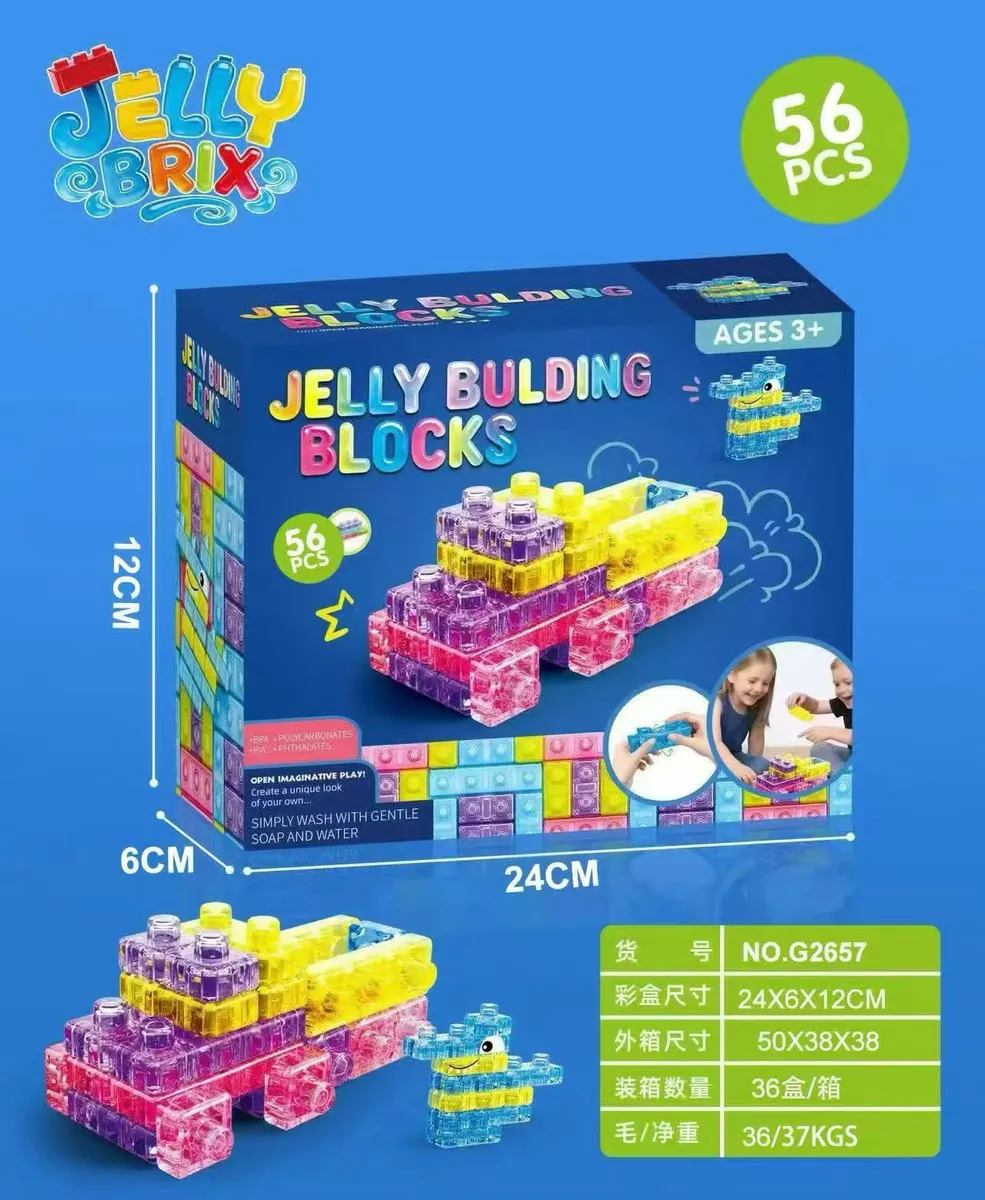 Klocki Jelly Brix 56 szt. Kolorowe Przezroczyste