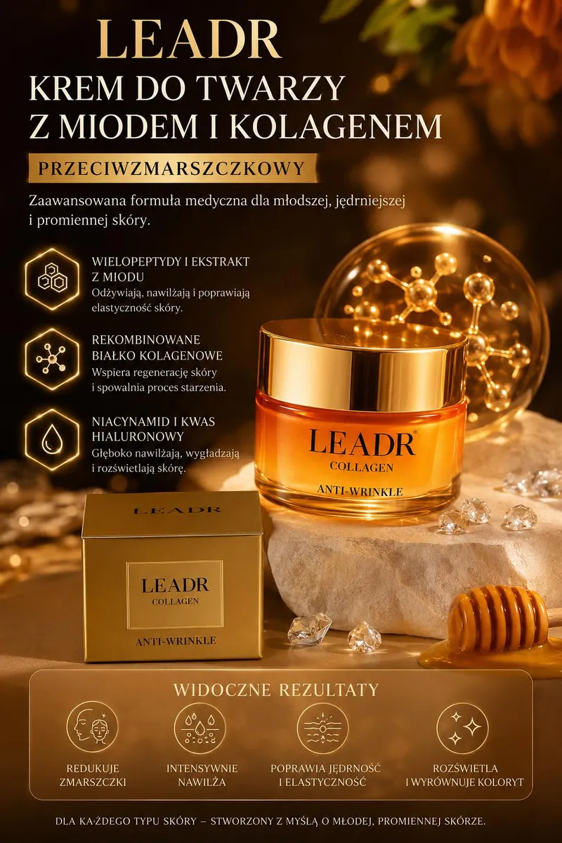 LEADR Collagen Krem Przeciwzmarszczkowy z Miodem i Kolagenem 50ml