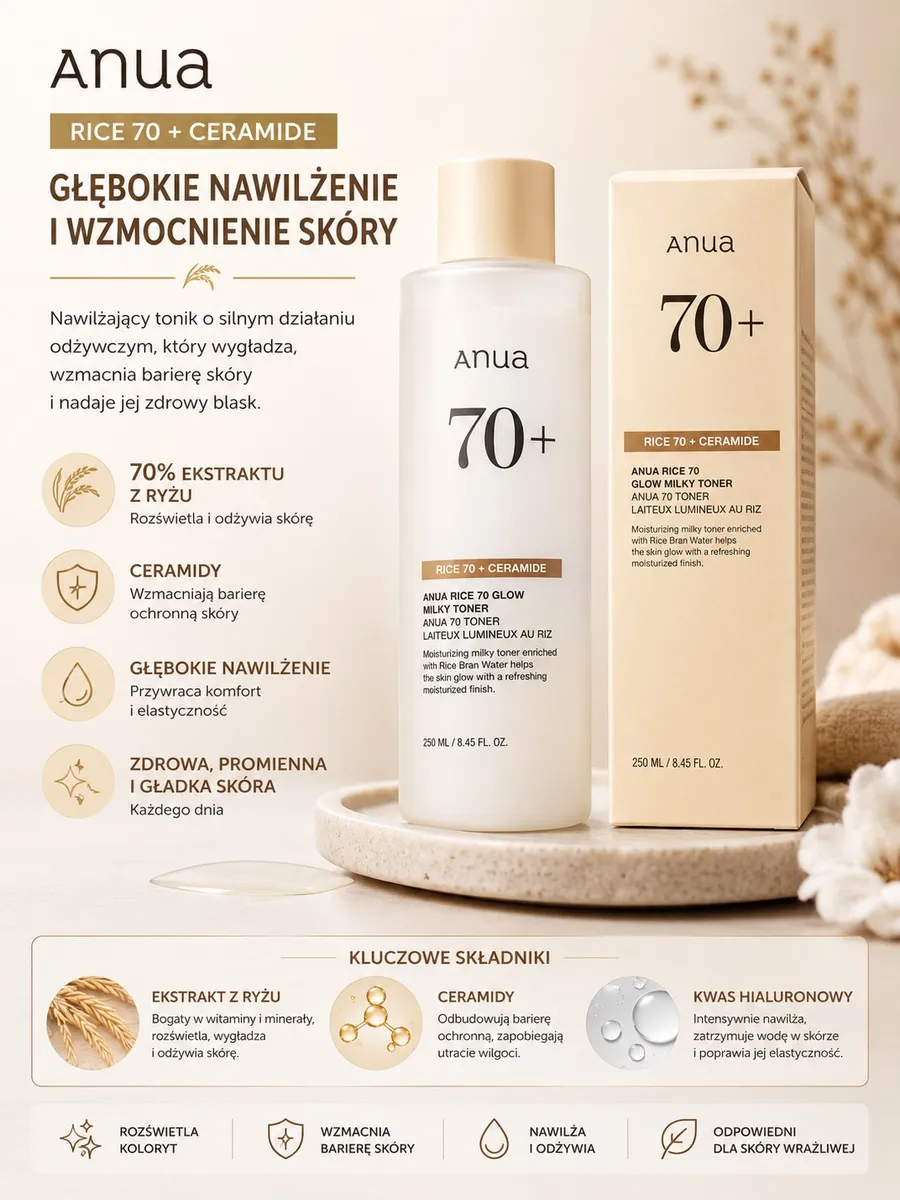 Tonik Anua Rice 70+ Ceramide Glow Milky 250ml