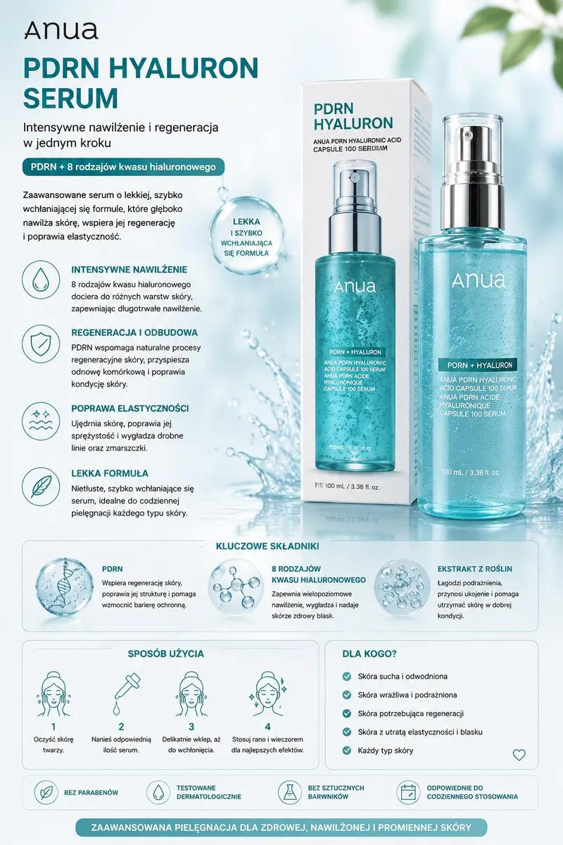 Anua PDRN Hyaluron Serum z 8 Kwasami Hialuronowymi 100ml