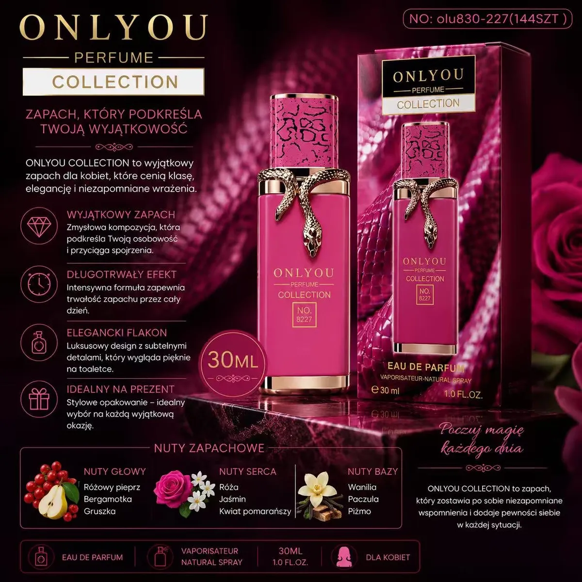 Perfumy Only You Collection Różowy Wąż 30ml