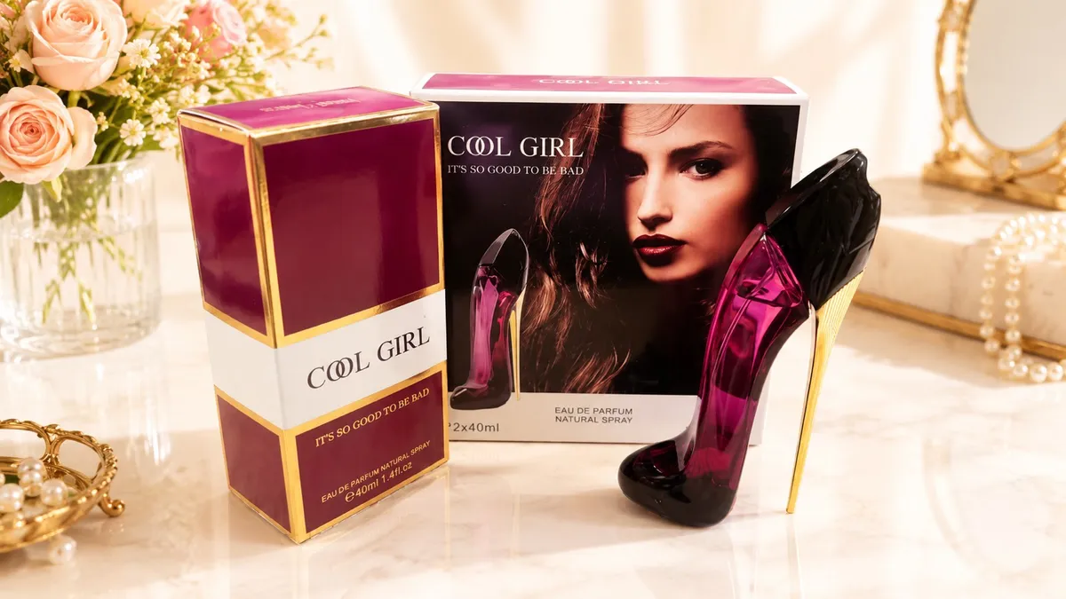 Perfumy Cool Girl 2x40ml w Szpilce Fioletowo-Czarna
