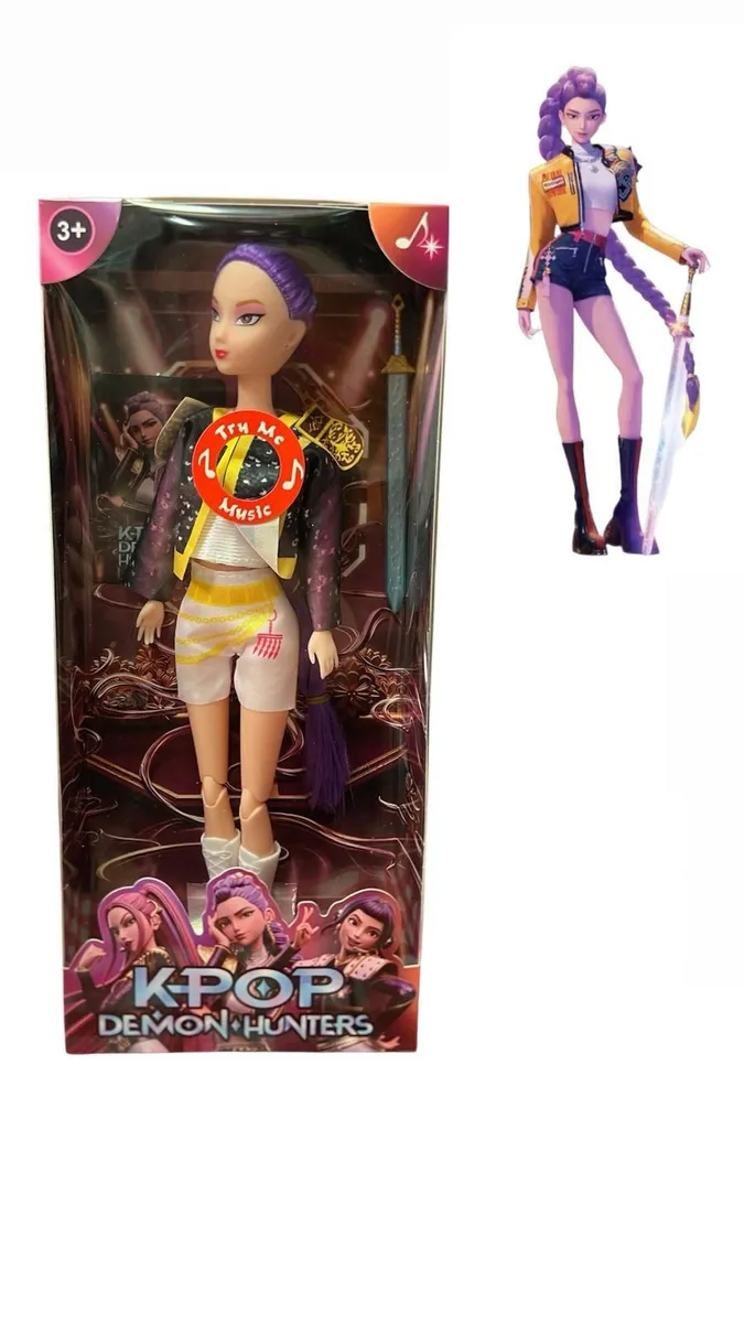Lalka K-Pop Demon Hunters Rina z Mikrofonem i Mieczem 28cm