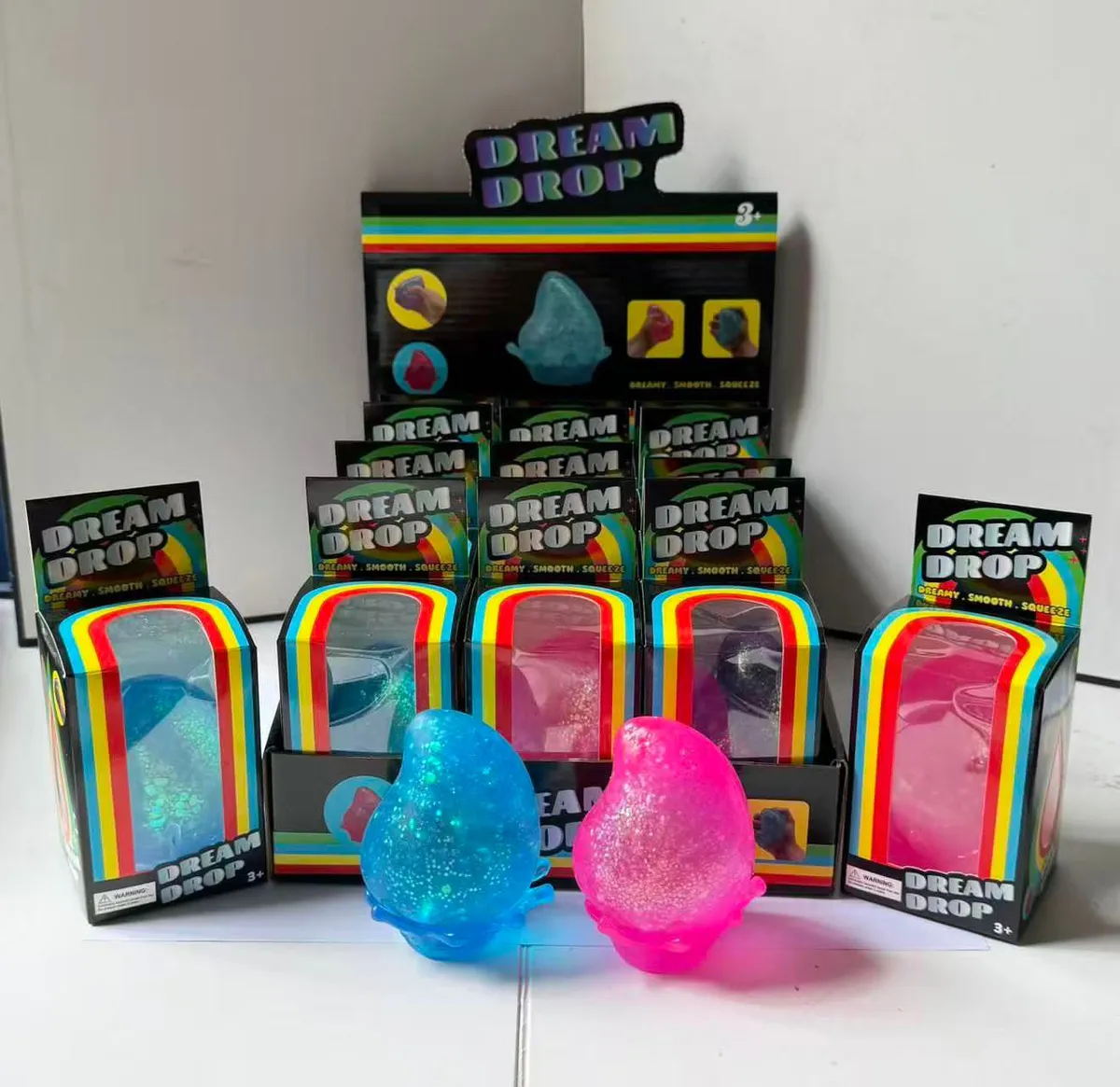 Dream Drop Squeezable Niebieski z Brokatem 9cm
