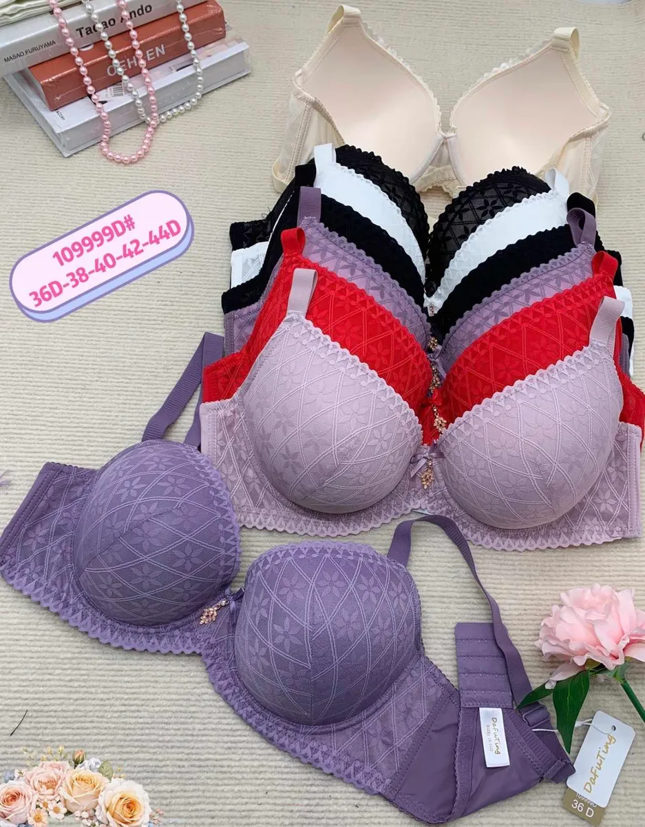 Biustonosz Koronkowy Fioletowy 36D-44D z Push-up