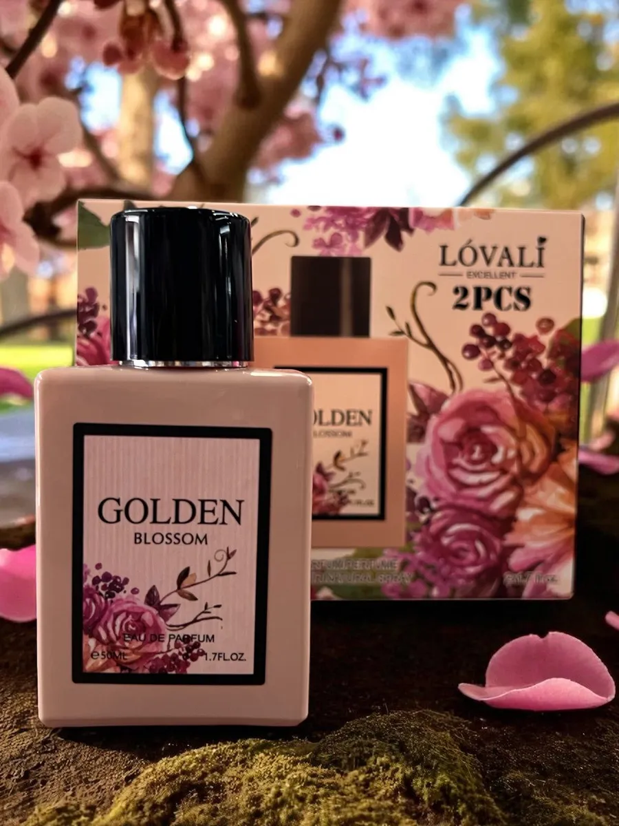 Zestaw Perfum Golden Blossom Lovalii 2x50ml z kwiatowym motywem