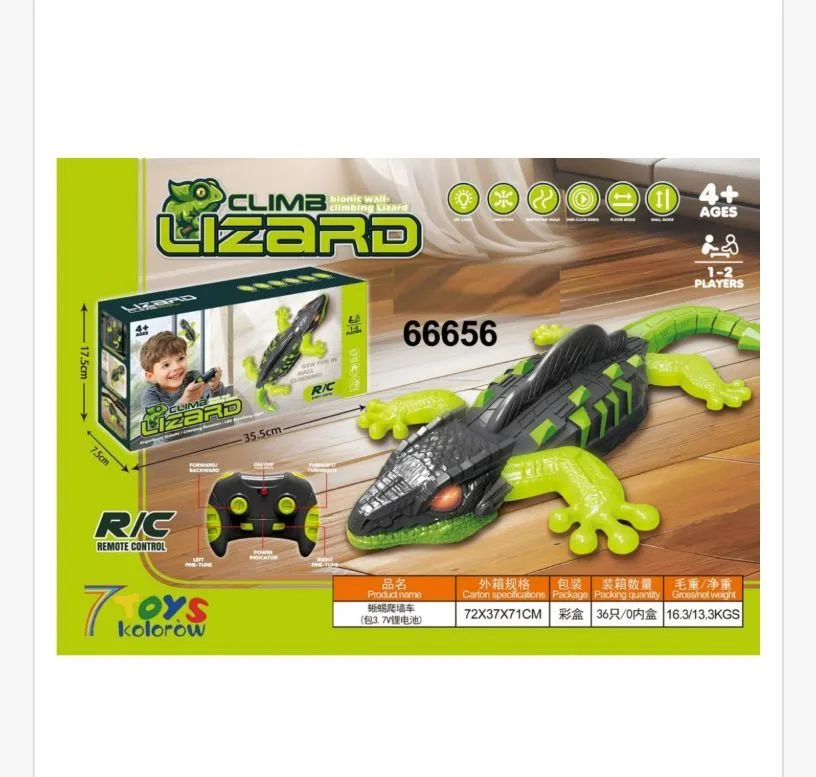Zdalnie Sterowany Jasnozielony Gad Gadżet Climb Lizard 35cm
