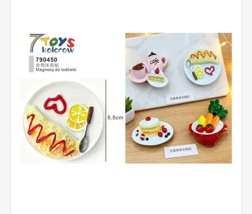 Magnesy do lodówki 7Toys zestaw kolorowych potraw 5,5 cm