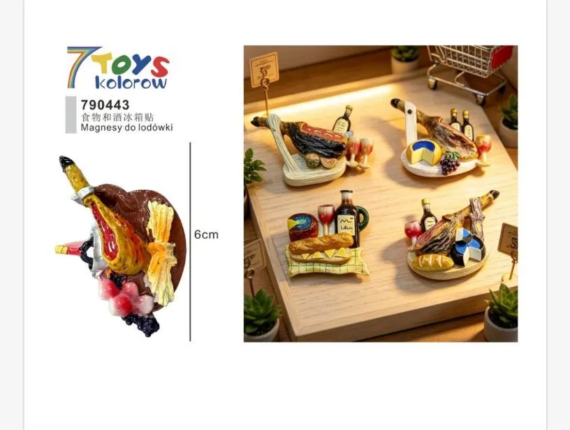 Magnes do lodówki 7Toys kolorowy 6 cm z motywem jedzenia