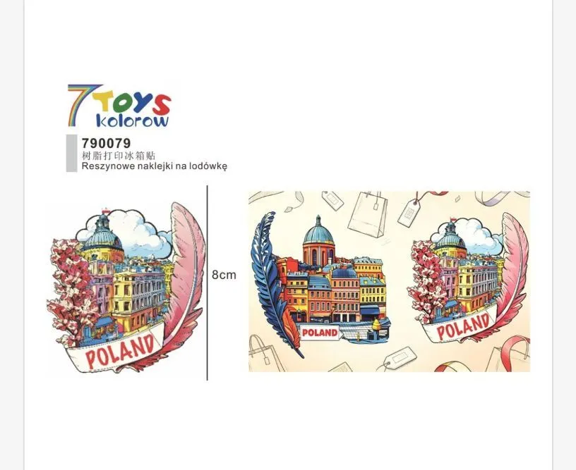 Resinowe Naklejki na Lodówkę 7Toys Kolorowe 8cm Polska