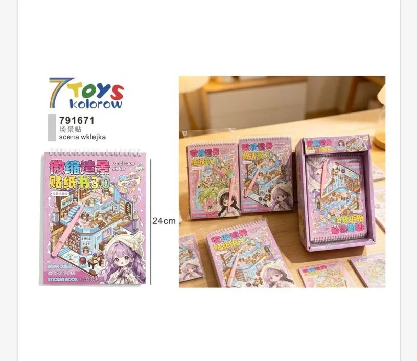 Zestaw Naklejek 7Toys Kolorowy Notes 24cm z motywem kreskówkowym