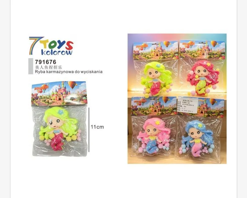 7 Toys Kolorowa Syrenka Antystresowa 11 cm do Wyciskania