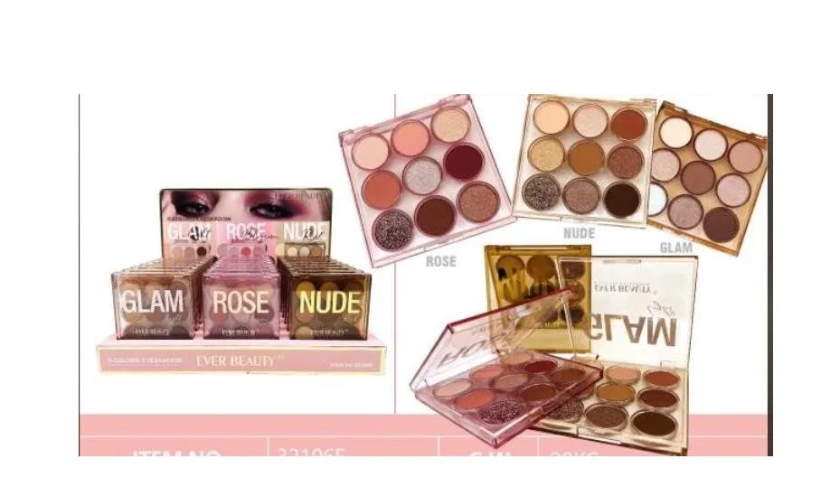 Paleta 9 kolorów do oczu Ever Beauty Rose Glam Nude
