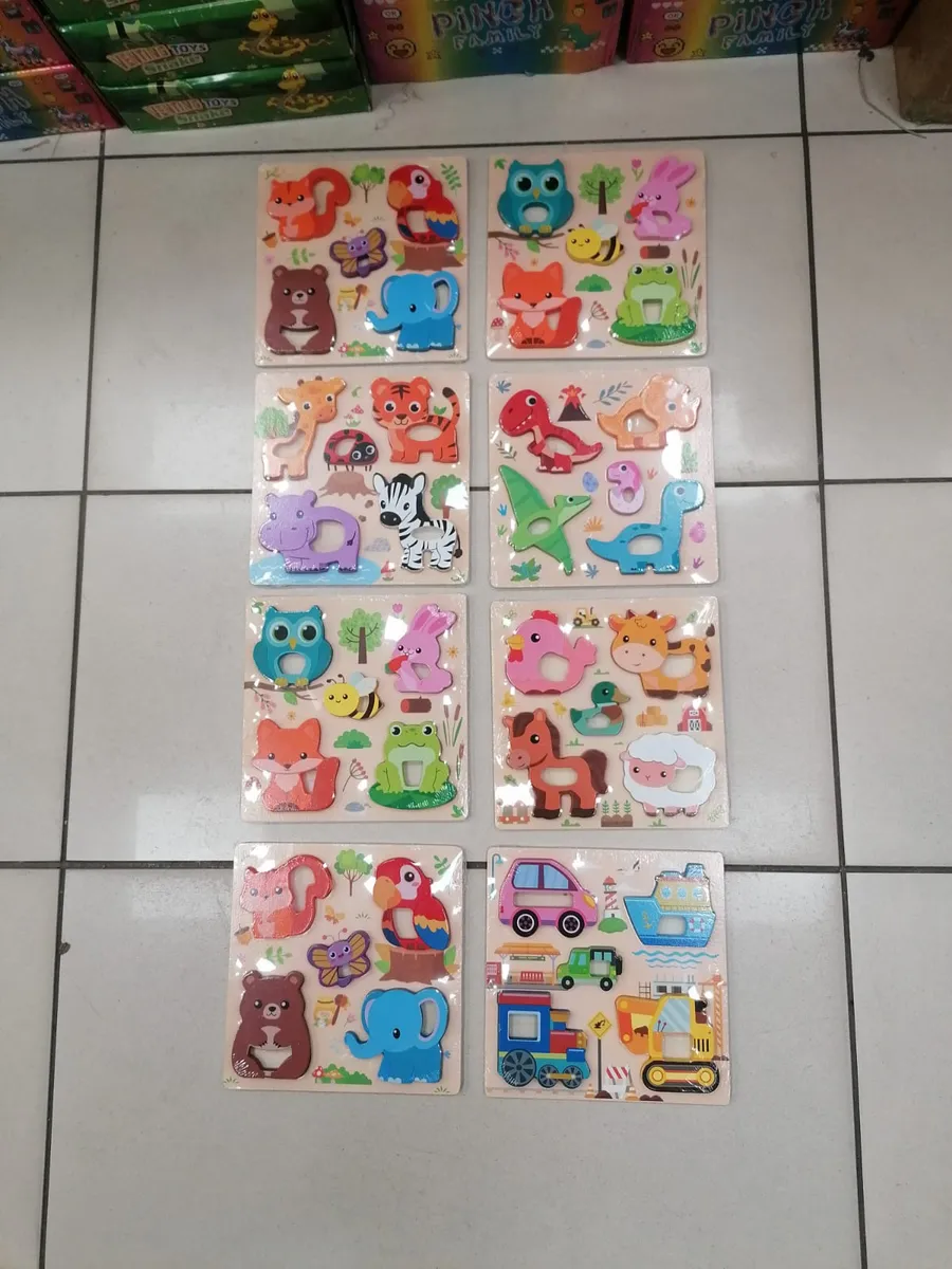 Drewniane Puzzle Zwierzęta i Pojazdy 18x18cm kolorowe zestawy edukacyjne