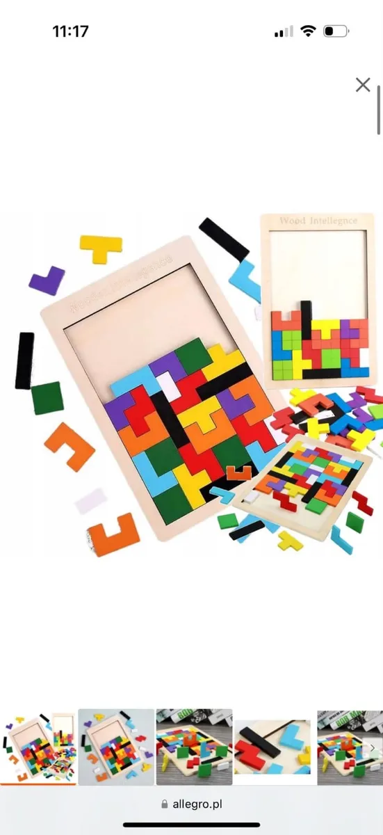 Drewniana układanka logiczna kolorowe klocki Tetris