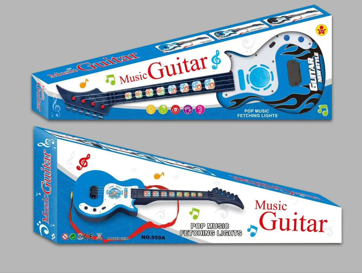 Music Guitar Niebieska Gitara Zabawka z Podświetleniem