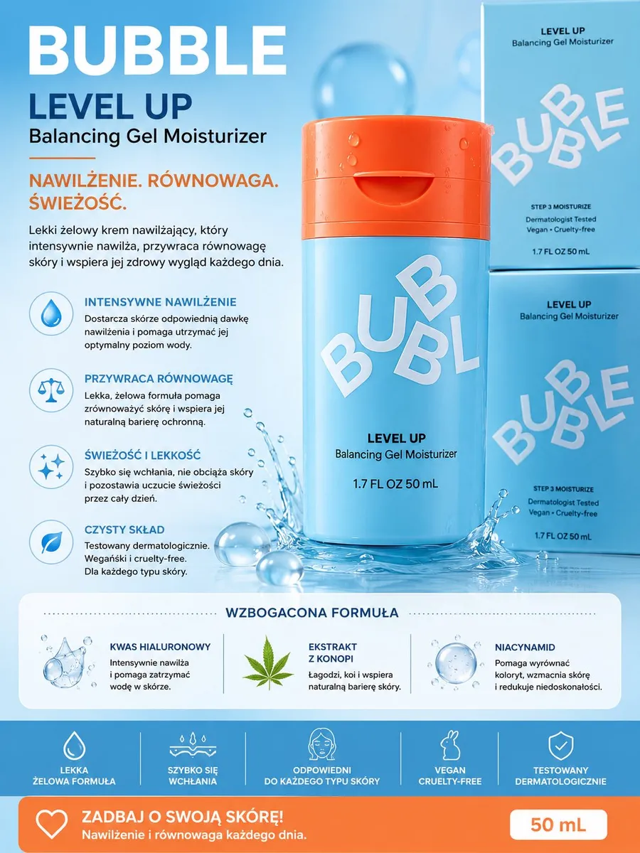 Balancing Gel Moisturizer lekki żel nawilżający 50 ml niebiesko-pomarańczowy
