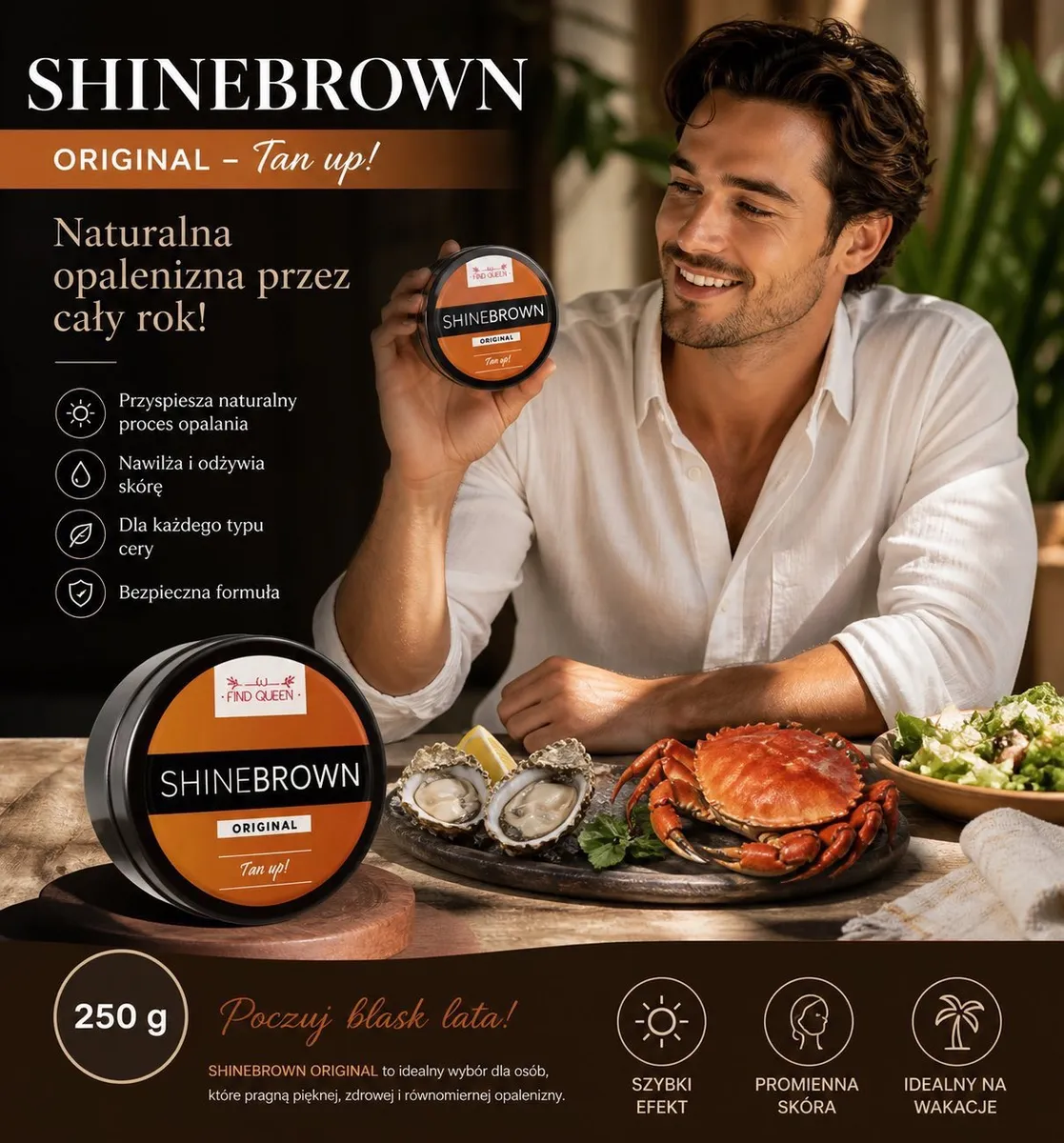 ShineBrown Original krem do opalania 250 g naturalne oleje