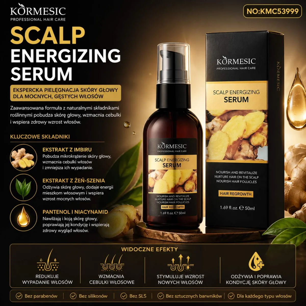 KORMESIC Scalp Energizing Serum 50ml z ekstraktem z imbiru i żeń-szeni