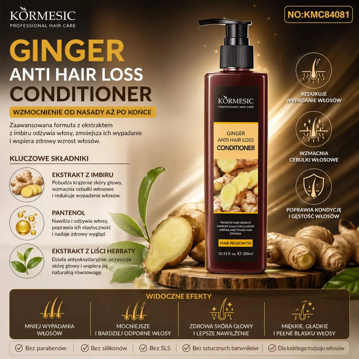 KORMESIC Ginger Anti Hair Loss Conditioner 300ml z ekstraktem imbiru W