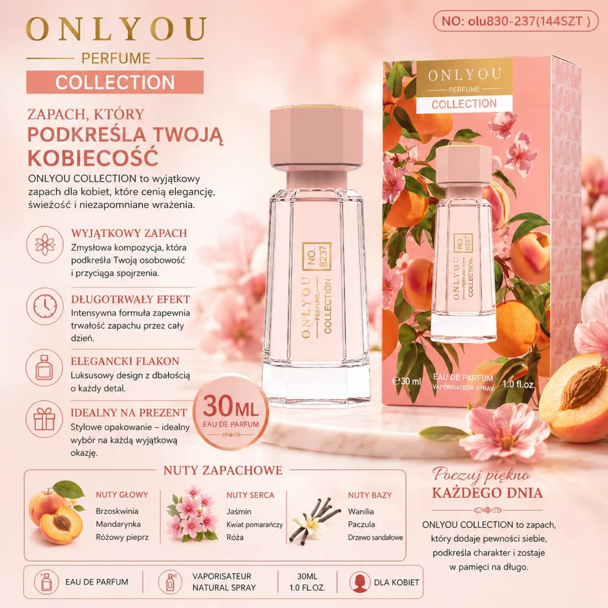 ONLYOU Collection Perfumy Damskie 30ml Brzoskwinia i Jaśmin WK50626-25
